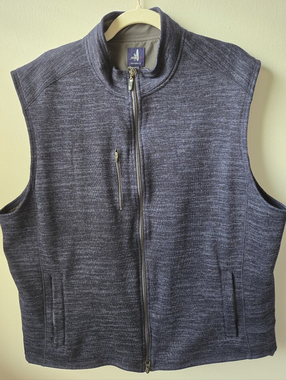 johnnie-O Heathered Navy Blue Zip-Front Men's Vest